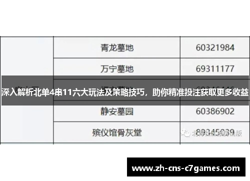 深入解析北单4串11六大玩法及策略技巧，助你精准投注获取更多收益